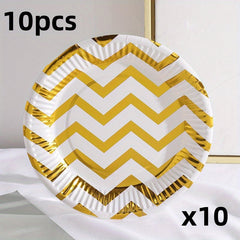 10pcs Disposable Paper Tray Creative Golden Star Dot Cake Tableware