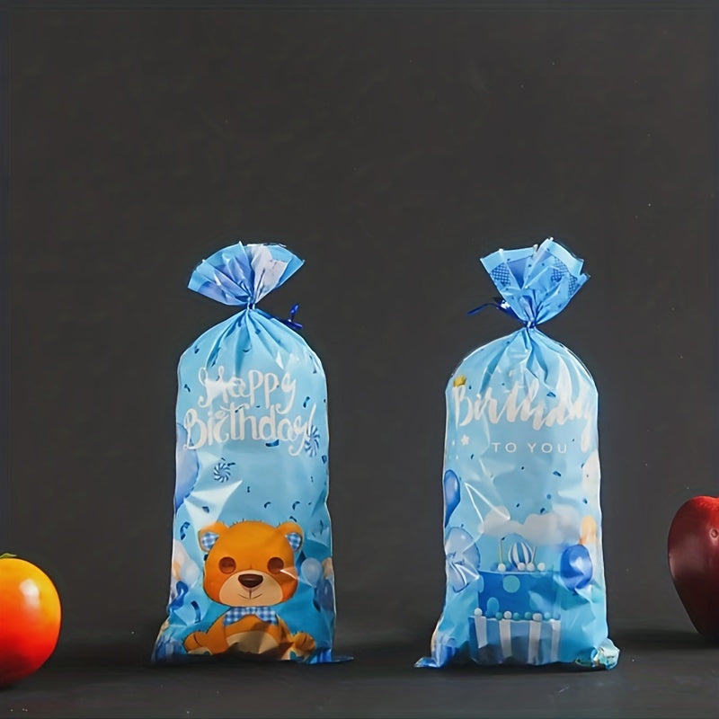 100 Cartoon Cellophane Bags 2 Patterns Birthday Party Candy Bags with 100 Ties