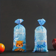 100 Cartoon Cellophane Bags 2 Patterns Birthday Party Candy Bags with 100 Ties
