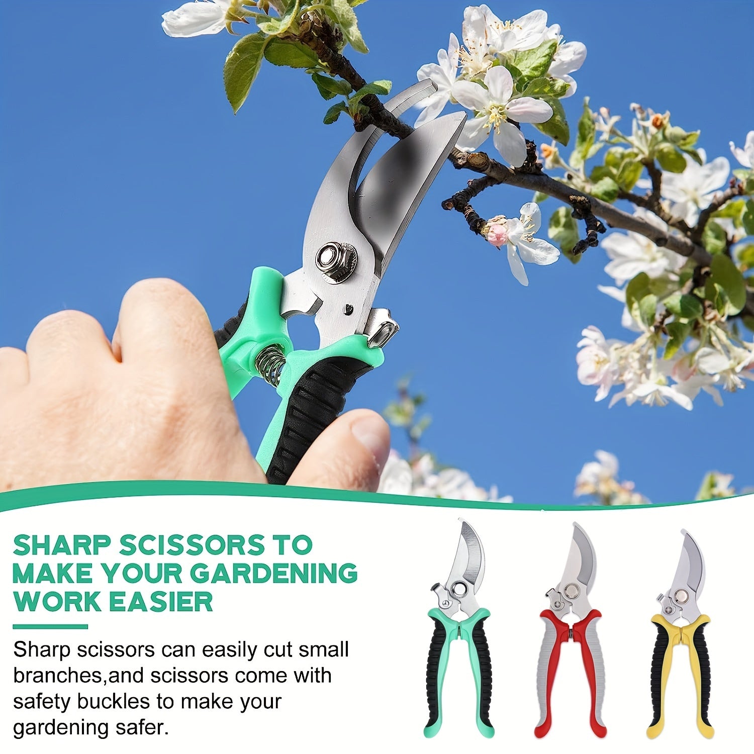 Garden Pruning Shears Stainless Steel Blades Gardening Scissors