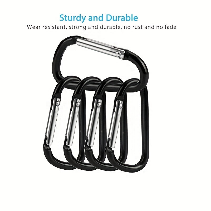 10pcs Mini Aluminum Carabiner with Keyring Lightweight D-Shaped Keychain Clip