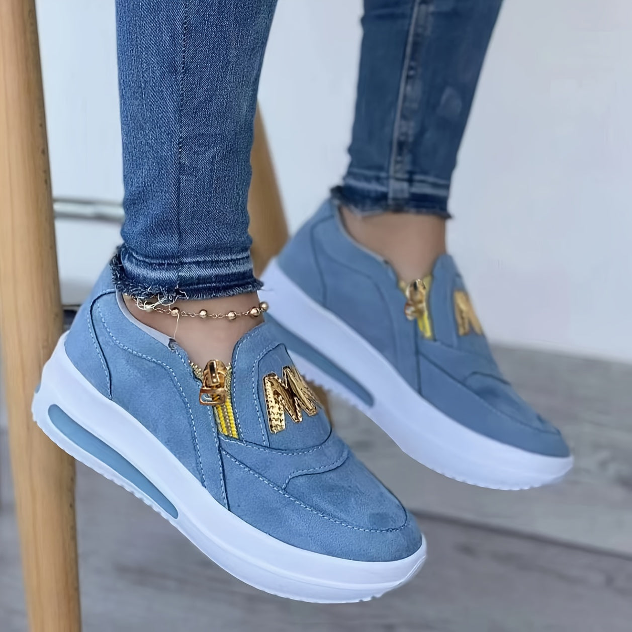 Women's Comfortable Slip On Walking Shoes Thick Sole Casual Sneakers