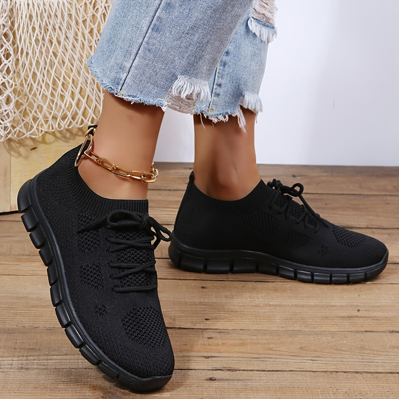 Women's Lightweight Mesh Sneakers Breathable Lace-Up Running Shoes Casual