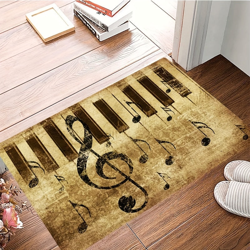 Retro Music Note Area Rug Non Slip Floor Mat Door Mats Carpet