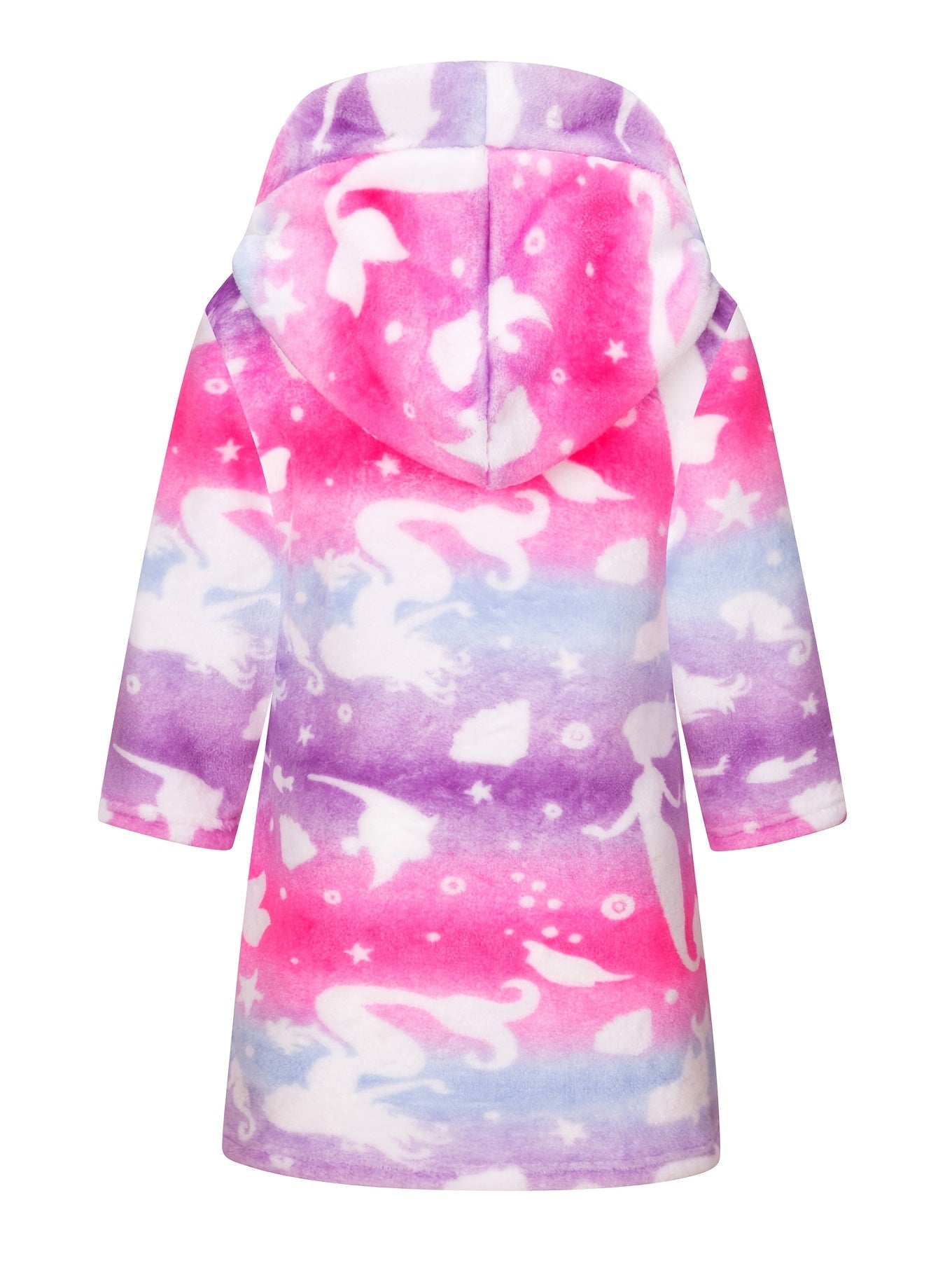 Girls Soft Flannel Hooded Bathrobe Kids Sleepwear Clothes
