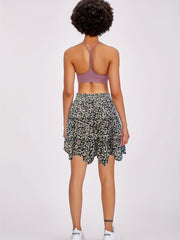 Floral Ruffle Layered Trim Skirt Boho Drawstring Women's Clothing