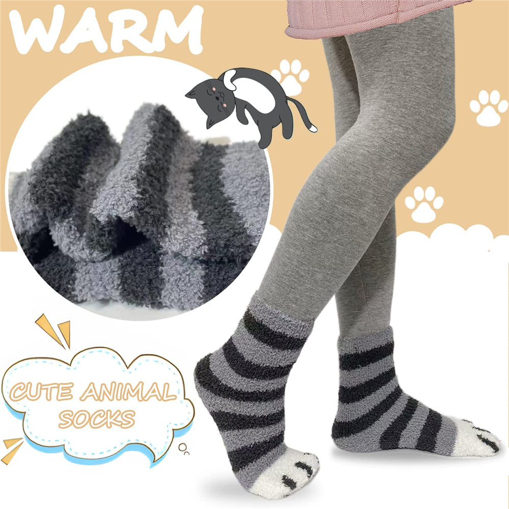6 Pairs Women's Fuzzy Animal Slipper Socks Cozy Soft Fluffy Warm Socks