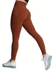 Cross Waist Yoga Pants Tummy Control Leggings With Pockets