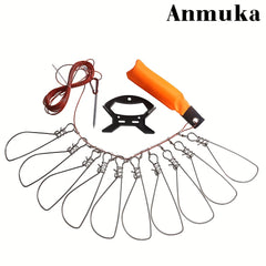 Stainless Steel Fish Stringer with 10 Clips for Easy Fish Transport