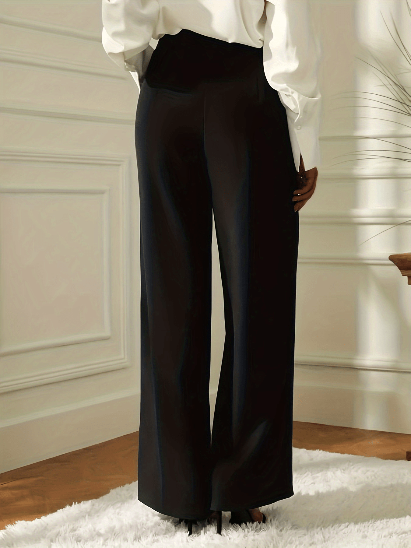Button Decor Wide Leg Pants for Women