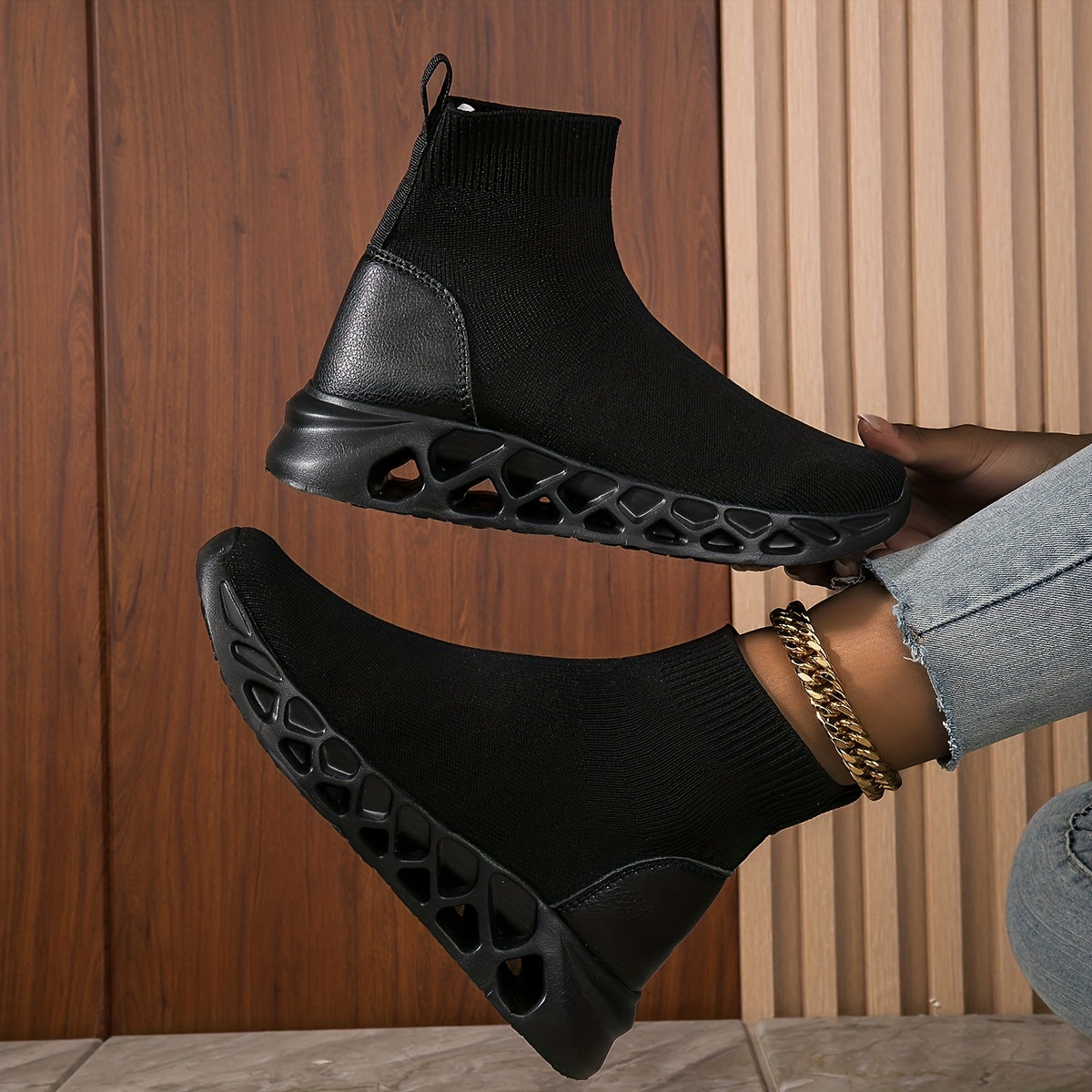 Women's Knit Slip-On Sock Sneakers Ankle Boots