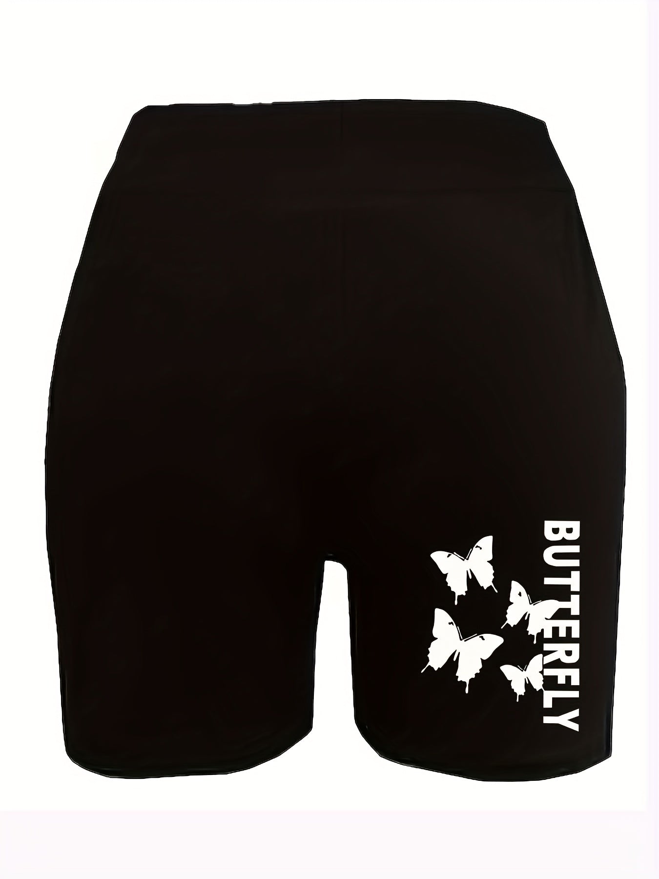 Plus Size Women's Butterfly Print High Rise Biker Shorts