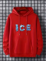 ICE Print Hoodie Long Sleeve Top Men's Clothes For Spring Fall Winter