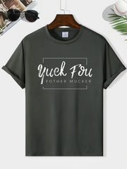 Men's Round Neck Print Tee Short Sleeve Comfy T Shirt