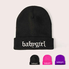 Babygirl Slogan Knitted Hat Embroidered Acrylic Knit Beanie Cap Man Unisex