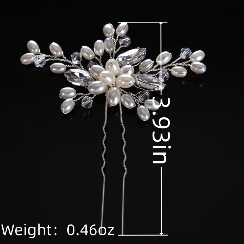 Wedding Bridal Hair Comb Crystal Faux Pearl Rhinestone Hairpin