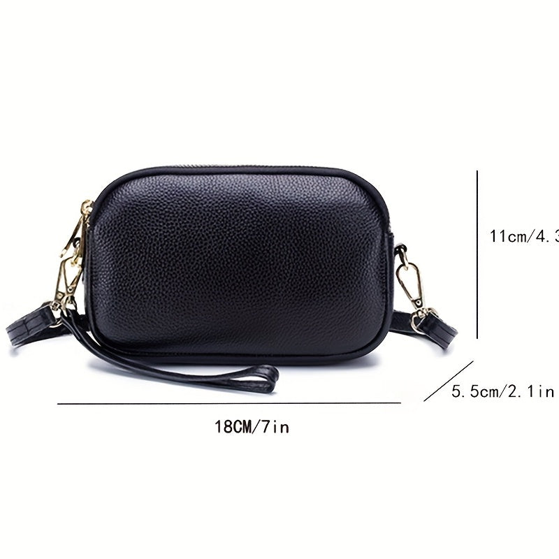 Three Zipper Square Shoulder Bag Classic Solid Crossbody Bag