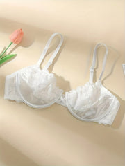 Lace Plunge Push Up Bra Comfortable & Breathable Women's Lingerie