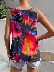 Tie Dye Criss Cross Tank Top Women's Summer Sleeveless Casual