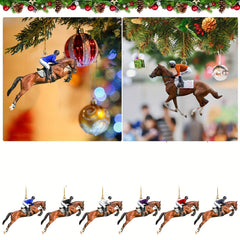 Creative Rider Acrylic Flat Decoration Pendant for Christmas Tree, Set of 5 or 6