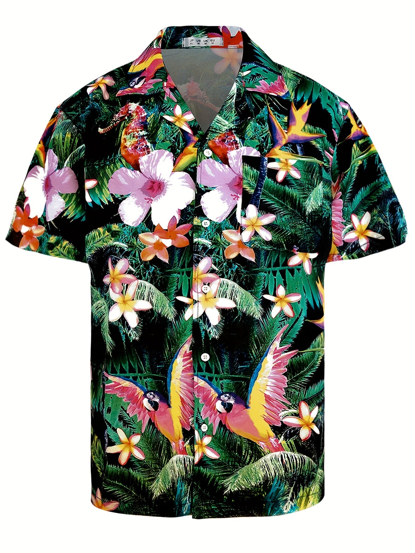 Colorful Parrot Hawaiian Shirt Men s Casual Allover Print Short Sleeve Shirt