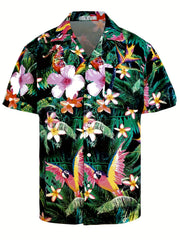 Colorful Parrot Hawaiian Shirt Men s Casual Allover Print Short Sleeve Shirt