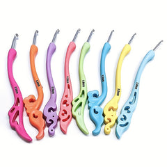 8pcs Vintage Aluminum Crochet Hooks Soft Handle DIY Weaving Knitting Needle