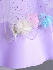 Girls Flower Long Sleeve Princess Dress