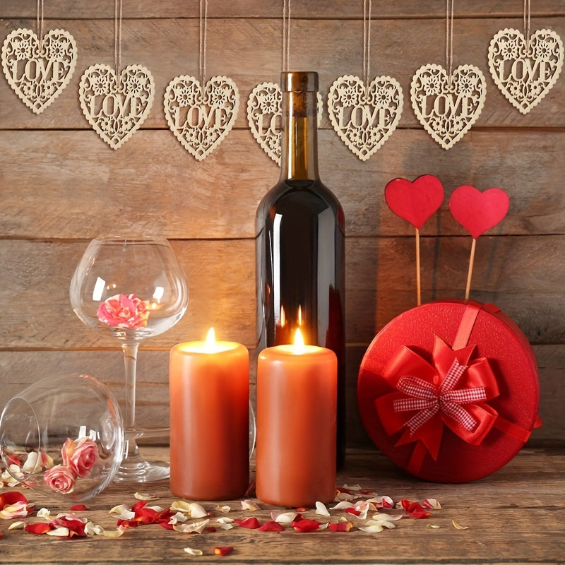 10pcs Wooden Love Heart Embellishments Wedding Decoration