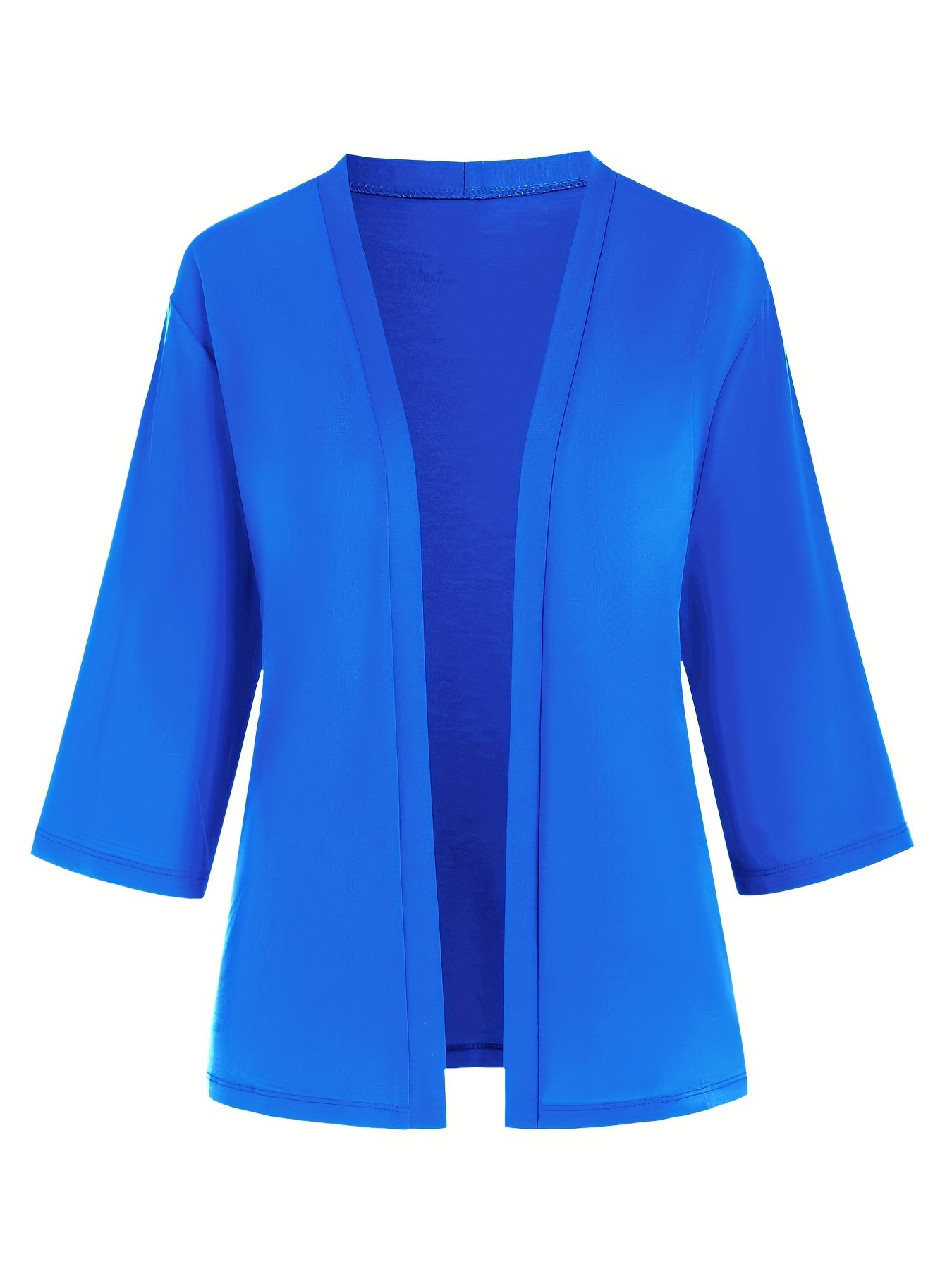 Basic Cardigan Women's Plus Plain Open Front Thin Cardigan