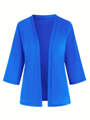 Basic Cardigan Women's Plus Plain Open Front Thin Cardigan