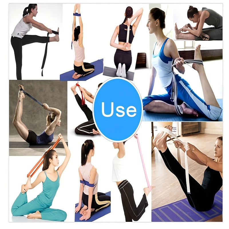 Adjustable Yoga Stretch Band w/ D Ring for Exercise Resistance