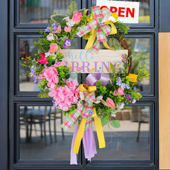 Spring Withered Branch Wooden Sign Flower Wreath Christmas Hanging Decorations