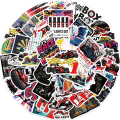 50pcs Racing Stickers Durable PVC Cartoon Designs for Cars Laptops Skateboards