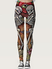 Skeleton Print Skinny Leggings Stretchy Leggings Women's Clothing