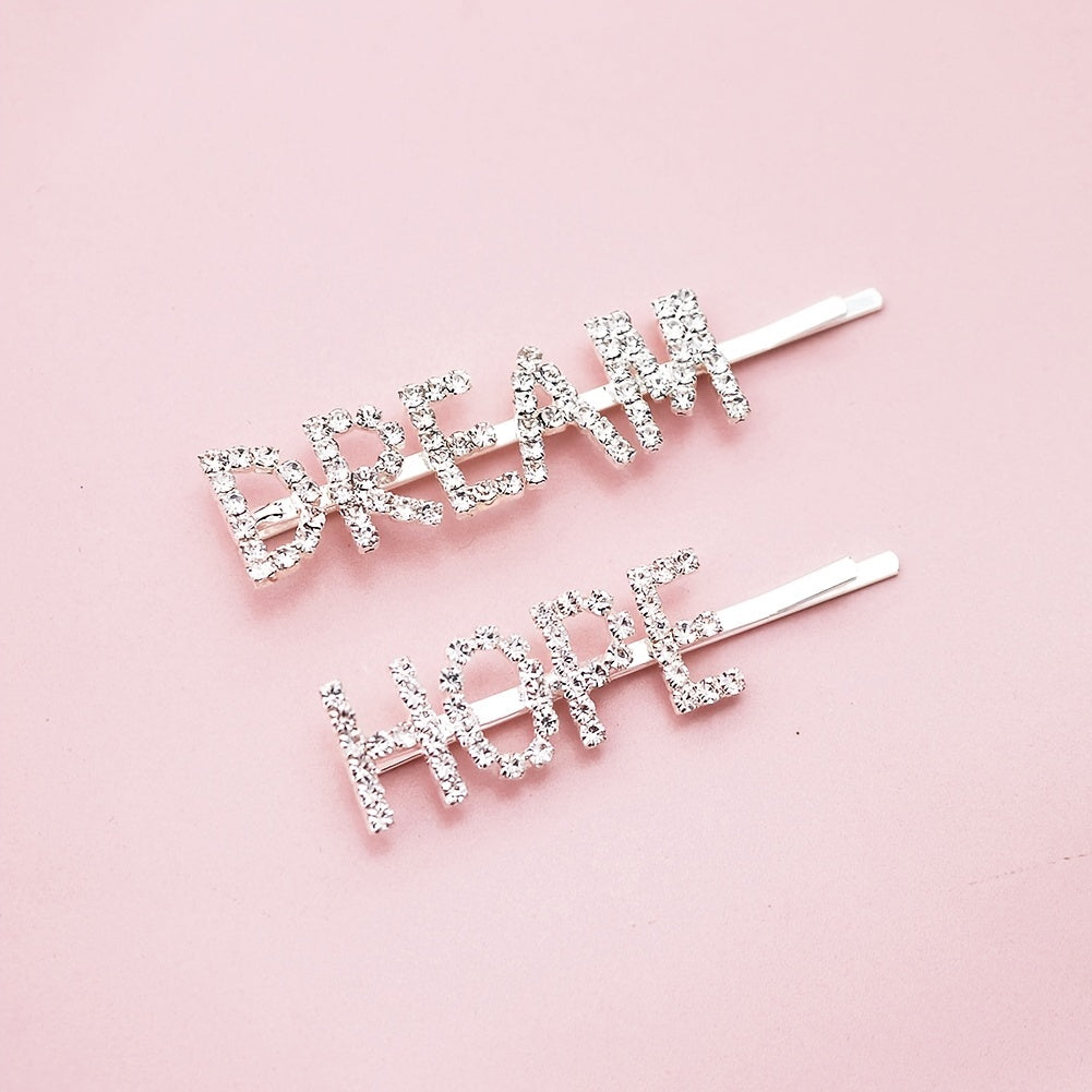 Rhinestones Hair Clips Barrettes Pins Accessories Women Prom Jewelry 2 Pcs