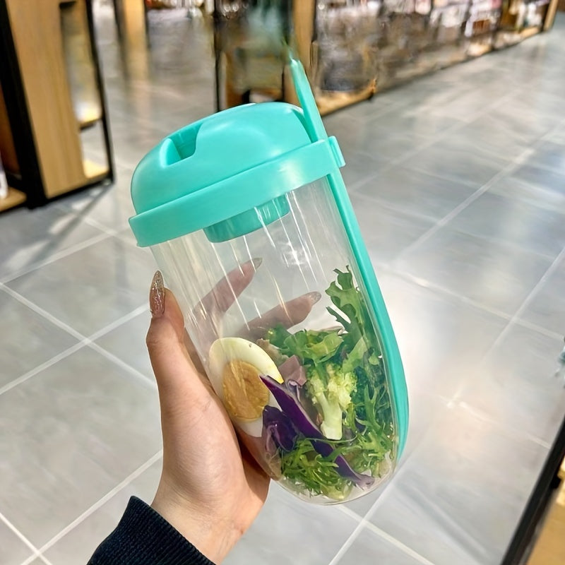 Thickened Transparent Salad Cup with Fork, Portable Breakfast Cup, Office Use