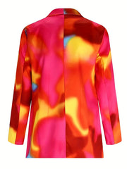 Tie Dye Slim Blazer Lapel Long Sleeve Blazer for Office