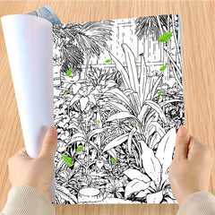 Deluxe Happy Plant Drawing Book 22 Pages - Thicker Paper, Adult Coloring Book