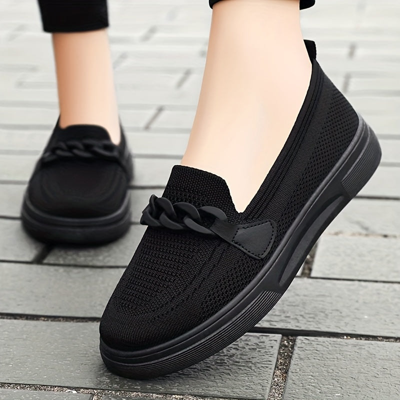 Women's Chain Decor Slip On Shoes Comfy Sneakers