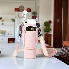 Water Cup Carrier Bag For 40oz Tumbler With Phone Pocket, Adjustable Sling