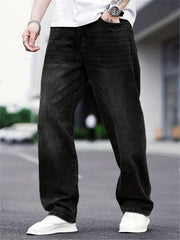 Men's Distressed Denim Pants Loose Fit Wide Leg Jeans