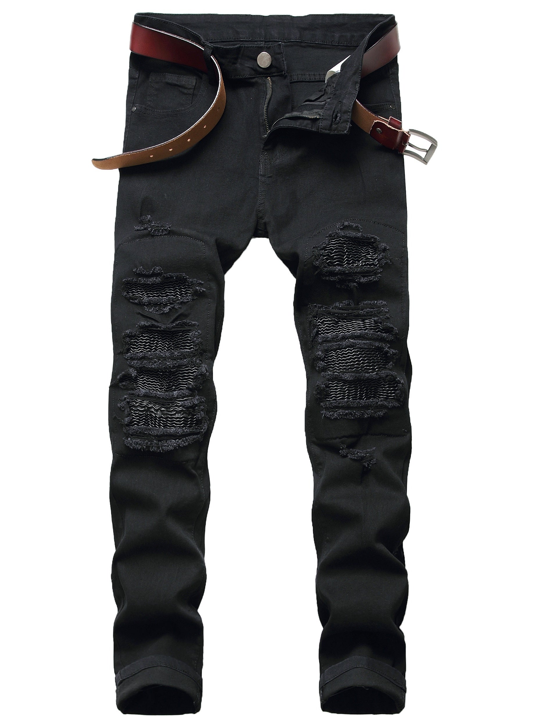 Mens Ripped Slim Fit Casual Jeans