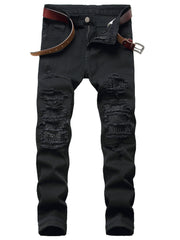 Mens Ripped Slim Fit Casual Jeans