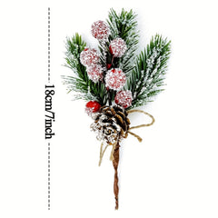 10pcs Christmas Tree Accessories Snowflake Pine Berry Pine Cones Branches Wreath