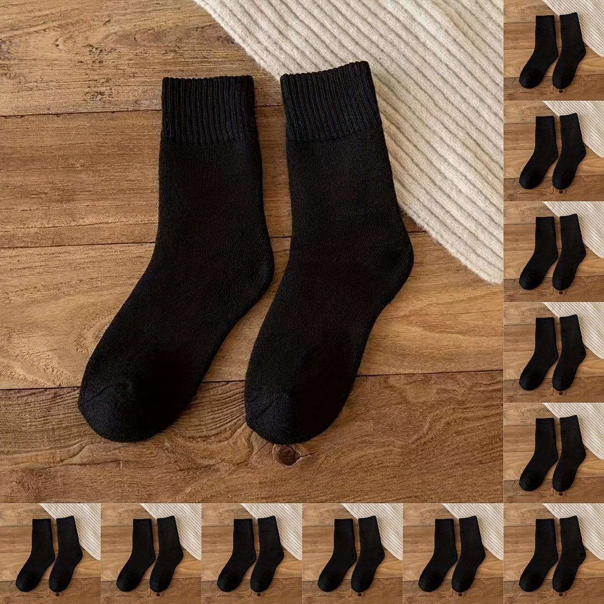 12 Pairs Velvet Cashmere Warm Socks Winter Crew Anti-bacterial Soc