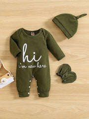 Casual & Comfy HI I M HERE Print Outfit Baby Boys Set