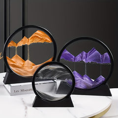 Moving Sand Art Round Rectangle Glass 3D Deep Sea Landscape