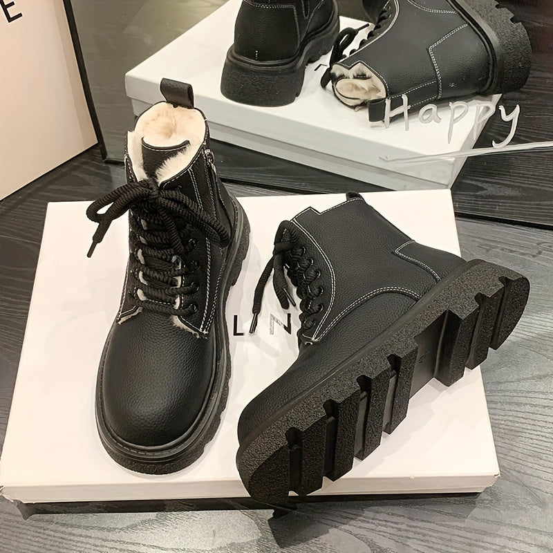 Women's Non Slip Snow Boots Warm Medium Tube Zipper Shoes