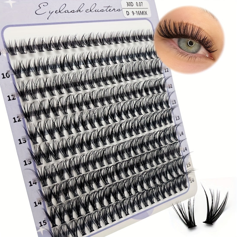 DIY Lash Extension Kit 240pcs Individual Lashes Cluster D Curling 9-16mm